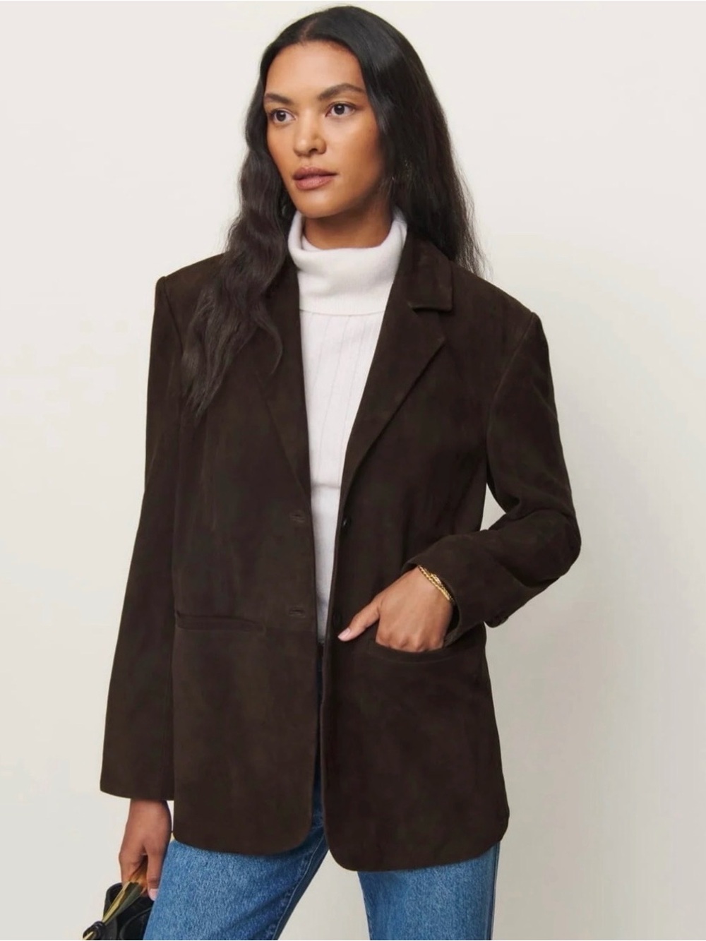 Reformation Veda Oversized Leon Oversized Brown Suede Blazer NWT Size Medium - Picture 2 of 6